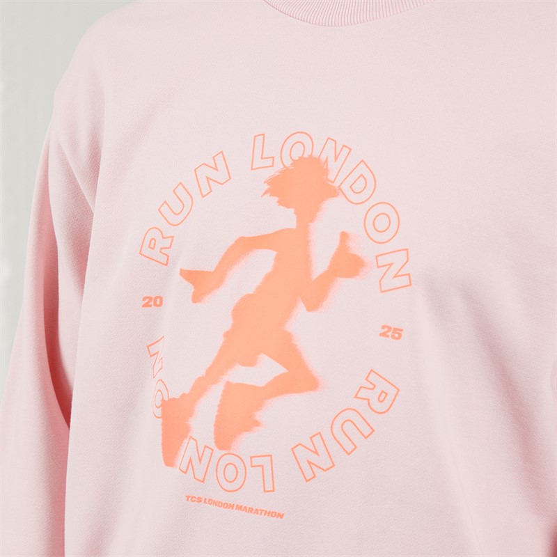 New Balance Mens London Edition Run London Graphic Running Sweatshirt Pink