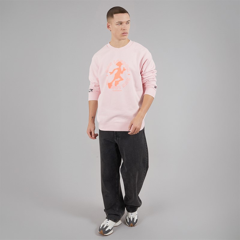 New Balance Mens London Edition Run London Graphic Running Sweatshirt Pink