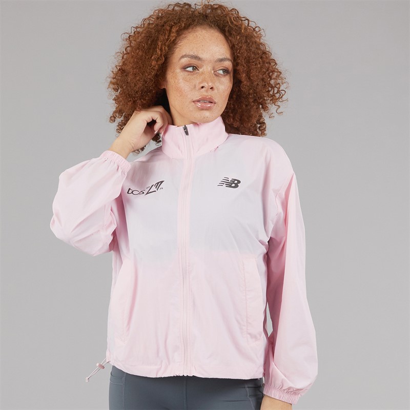 New Balance Womens London Edition Athletics Packable Running Jacket Rose Sugar
