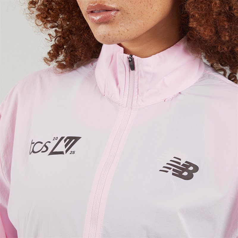 New Balance Womens London Edition Athletics Packable Running Jacket Rose Sugar