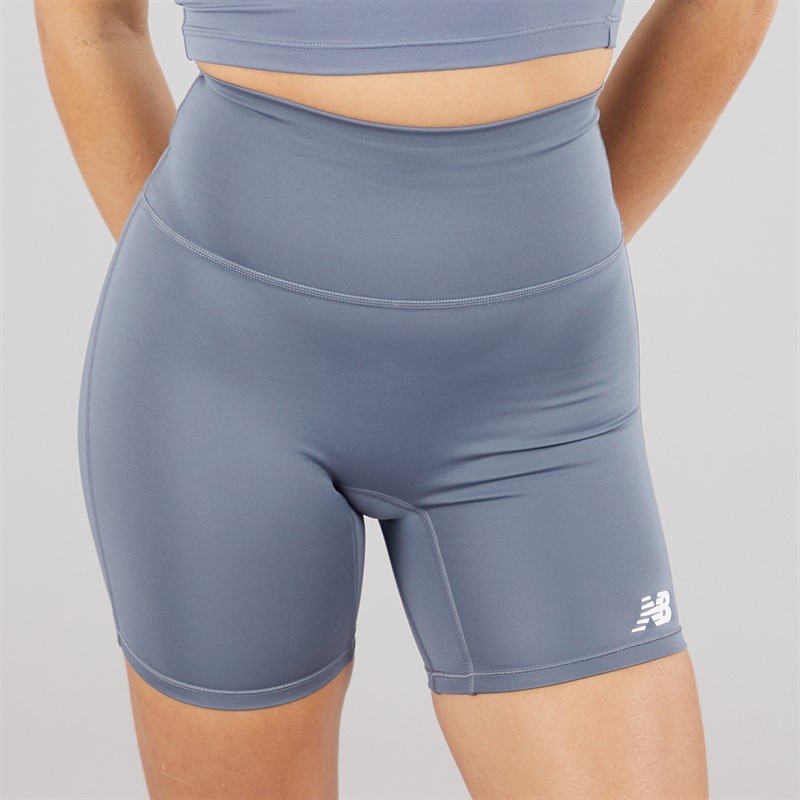 New Balance Womens Script High Rise Shorts Dust Teal