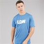New Balance Mens London Edition Graphic Athletics Running T-Shirt Blue Solar Orange