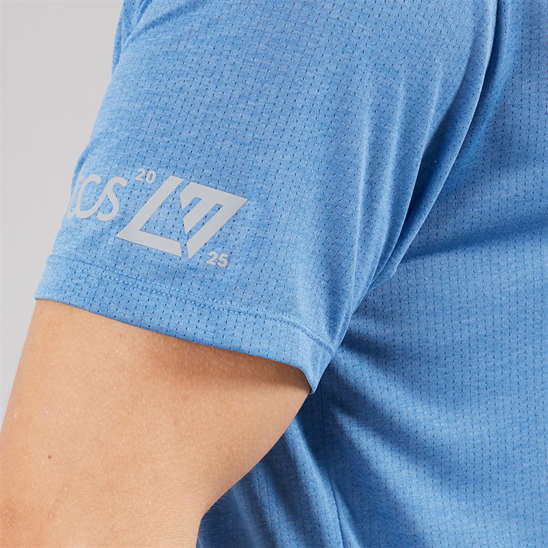 New Balance Mens London Edition Graphic Athletics Running T-Shirt Blue Solar Orange