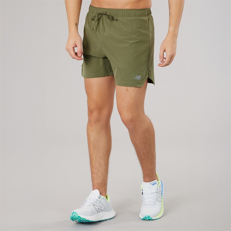 New Balance Mens RC 5 Inch Running Shorts Green