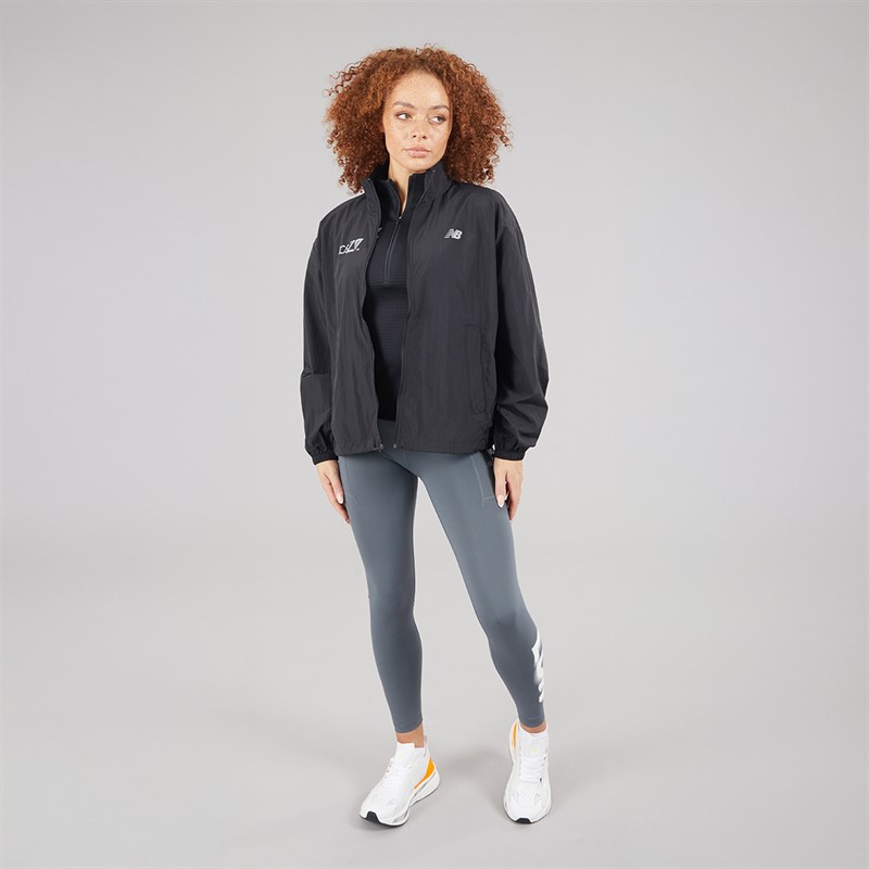 New Balance Womens London Edition Athletics Woven Packable Running Jacket Black