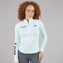 New Balance Womens London Edition Athletics Heat Grid 1/2 Zip Running Top Grey