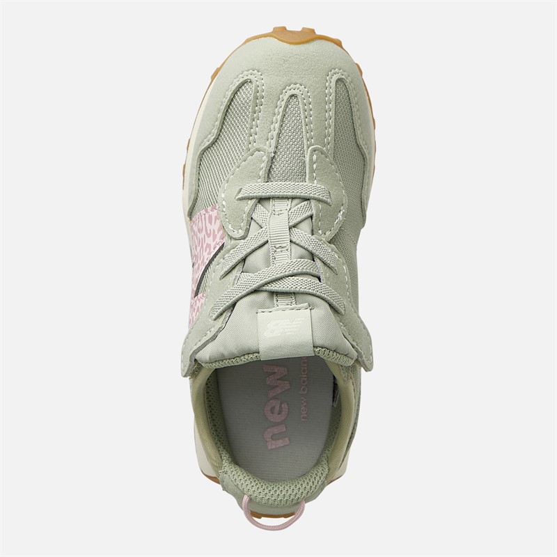 New Balance Infant 327 New-B Hook And Loop Trainers Green/Pink/ White