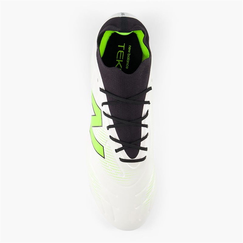 New Balance Mens Tekela Team V5 Low Laced FG Firm Ground Football Boots White/Black/Pixel Green