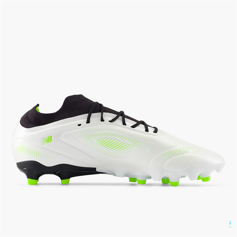 New Balance Mens Tekela Team V5 Low Laced FG Firm Ground Football Boots White/Black/Pixel Green