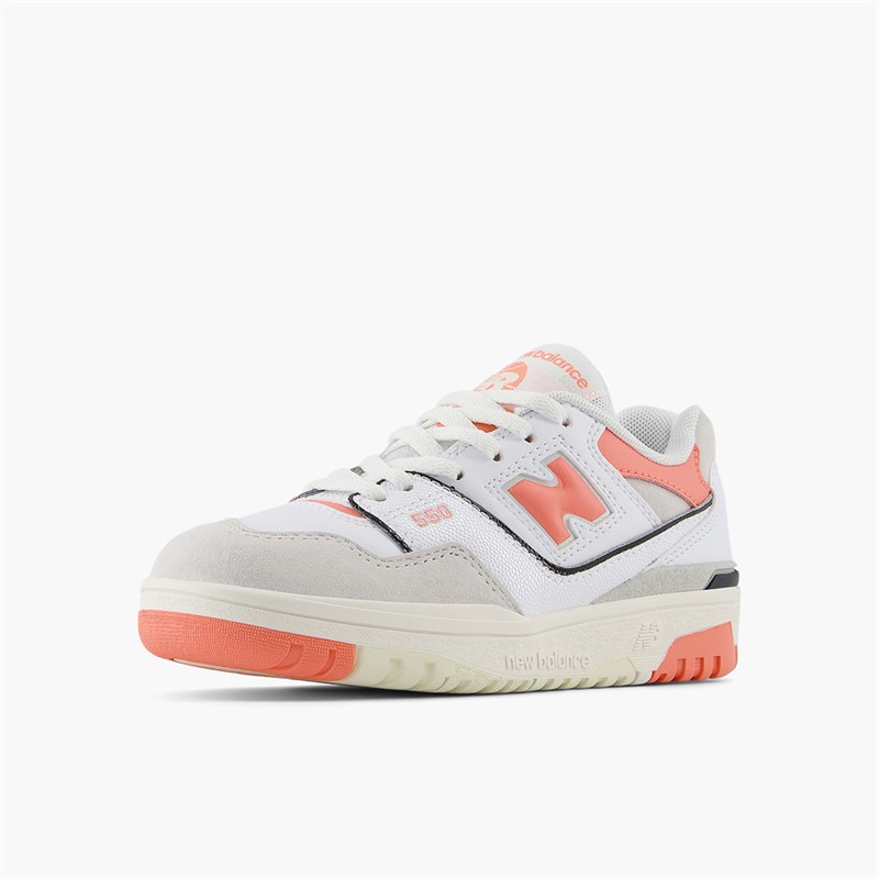 New Balance Girls 550 Trainers White/Coral Orange