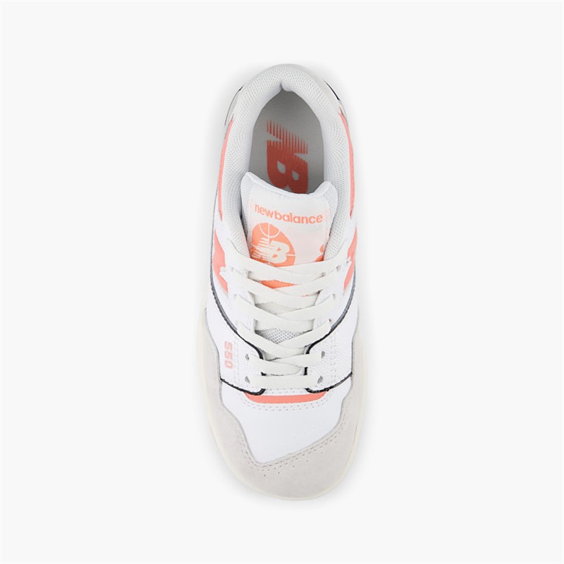 New Balance Girls 550 Trainers White/Coral Orange