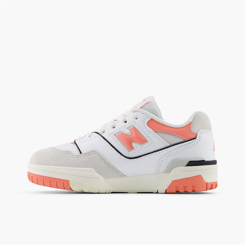 New Balance Girls 550 Trainers White/Coral Orange