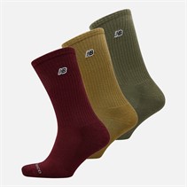 New Balance Schwarze Patch Logo 3er-Pack Crew Socken Braun/Rot