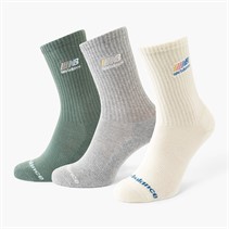 New Balance lot de trois chaussettes équipage avec logo brodé Blanc/Gris/Vert