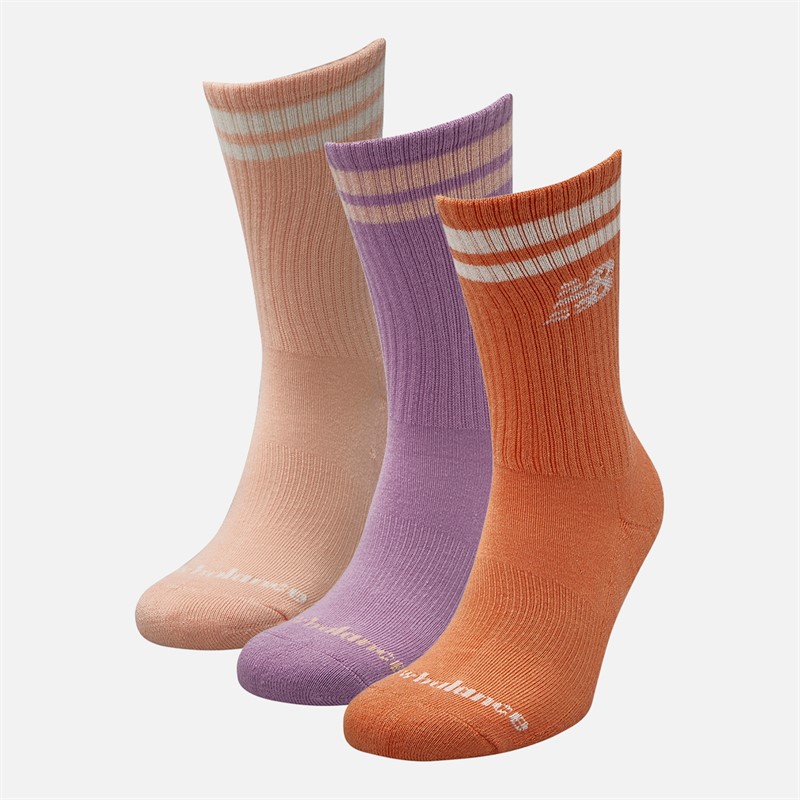 New Balance Chaussettes mi-mollet rayées trois paires tous les jours Orange/Violet