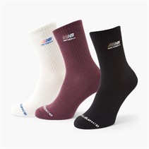 New Balance lot de trois chaussettes équipage avec logo brodé Blanc/Noir/Burgundy