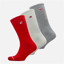 New Balance Herren Patch Logo 3er-Pack Crew Socken Weiß/Rot