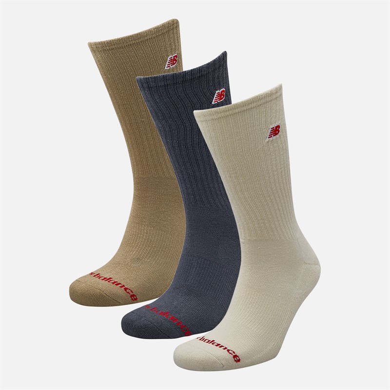 New Balance Chaussettes mi-hautes Homme avec logo patch, lot de trois Gris/Bleu