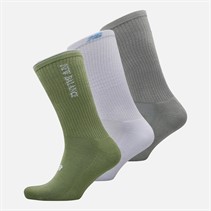New Balance Multi Logo Drei Pack Crew Socken Weiß/Grau/Grün