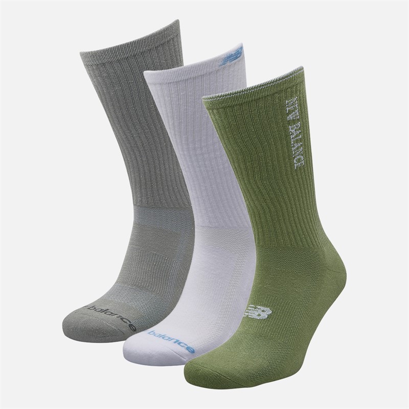 New Balance Chaussettes basses Trois paires Multi Logo Blanc/Gris/Vert
