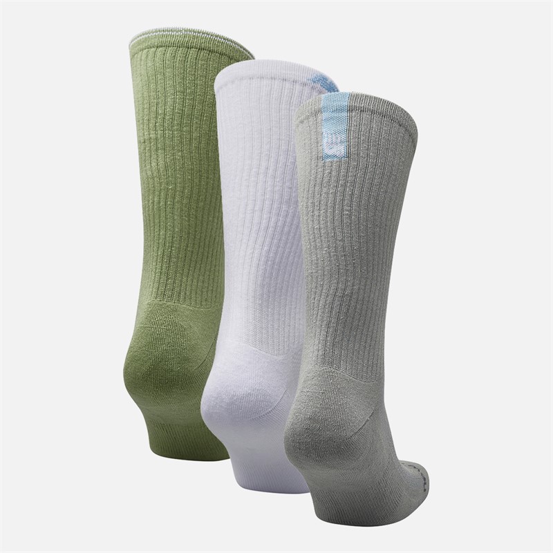 New Balance Chaussettes basses Trois paires Multi Logo Blanc/Gris/Vert