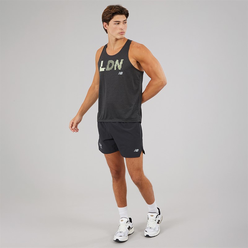 New Balance Mens London Edition Graphic NB Athletics Running Top Black