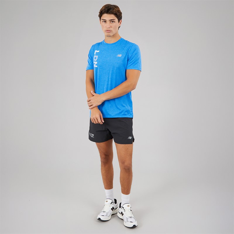 New Balance Mens London Edition Graphic NB Athletics Running Top Blue