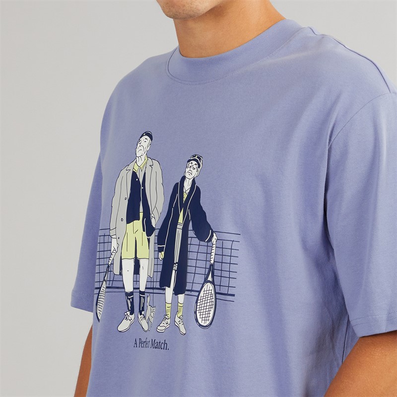 New Balance Mens A Perfect Match Tennis Graphic T-Shirt Dusk Blue