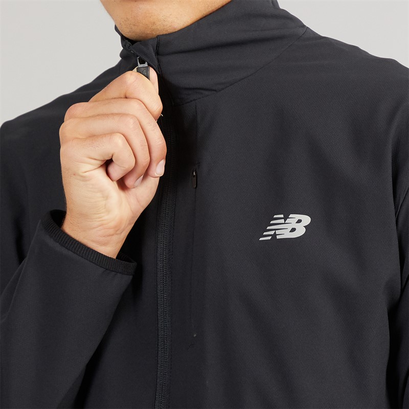 New Balance Mens Stretch Woven Training Full Zip Track Jacket Black
