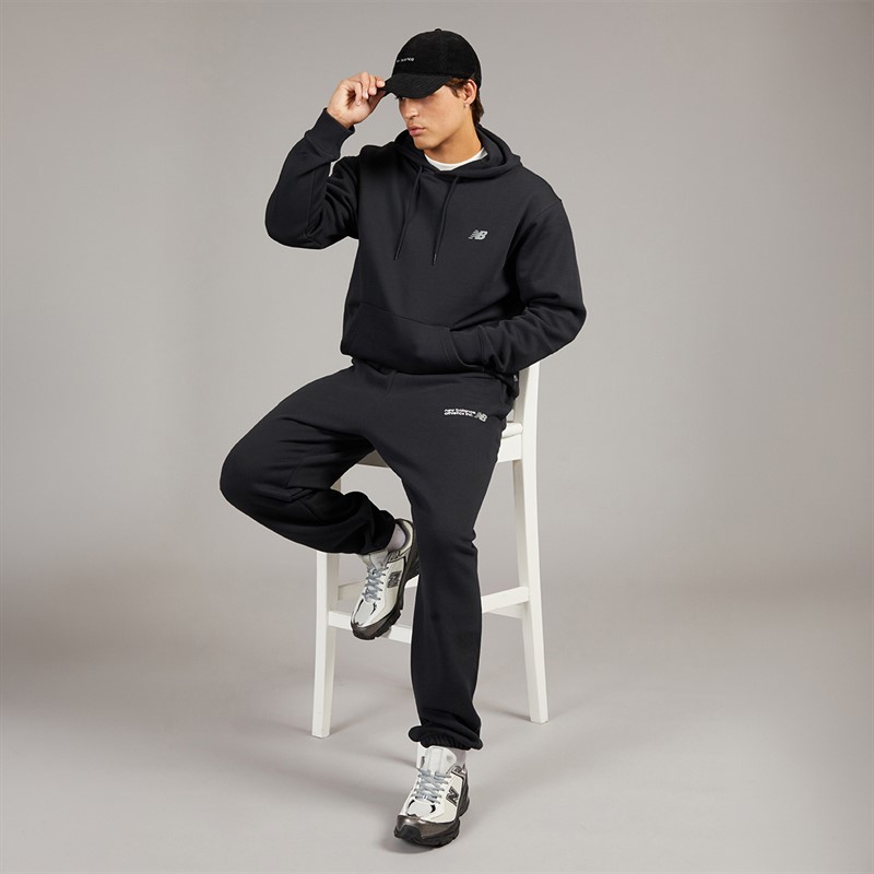 New Balance Mens Tone Big Logo Back Graphic Hoodie Black