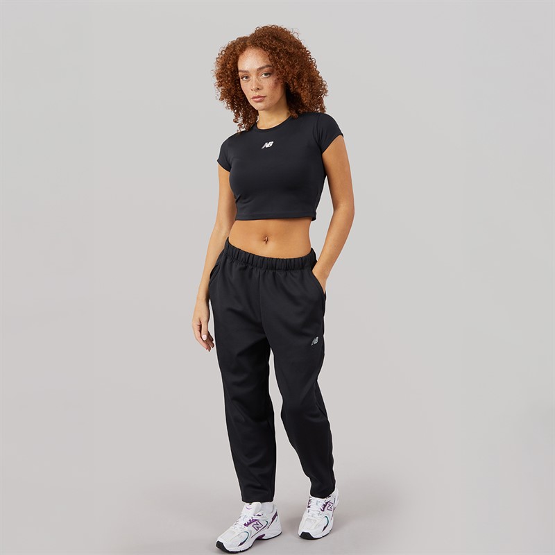 New Balance Womens Tech Knit Training Track Pants Black