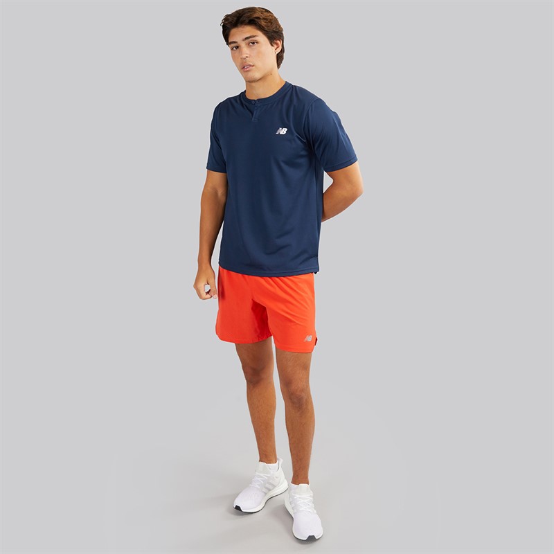 New Balance Mens Tournament Button Neck T-Shirt Navy