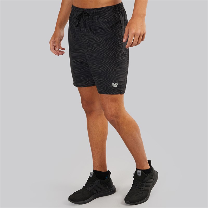 New Balance Mens Sport Essentials Printed 7 Inch Running Shorts Black