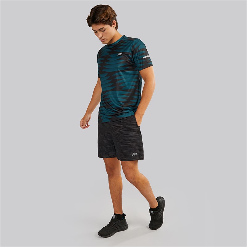 New Balance Mens Sport Essentials Printed 7 Inch Running Shorts Black