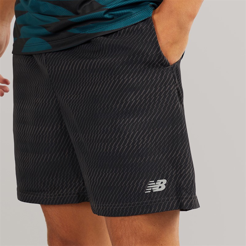 New Balance Mens Sport Essentials Printed 7 Inch Running Shorts Black