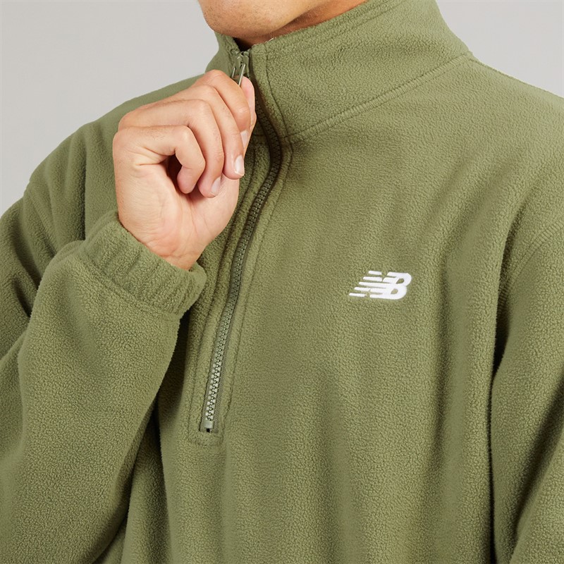New Balance Mens Sport Essentials 1/2 Zip Polar Fleece Light Khaki Green