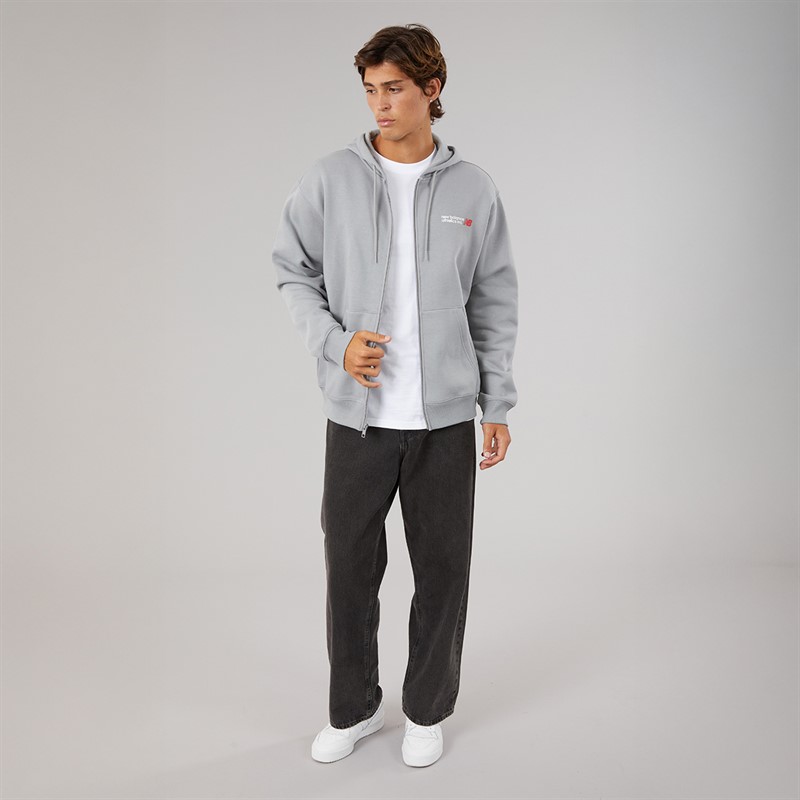 New Balance Mens Tone Logo Full Zip Hoodie Grey