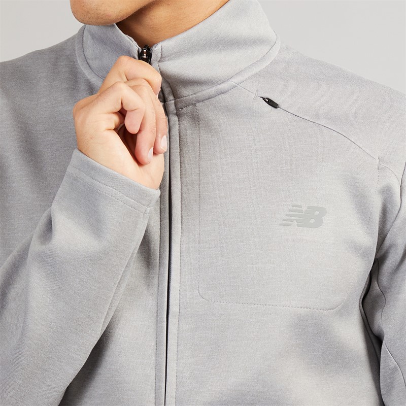 New Balance Mens Tech Knit Training Full Zip Track Jacket Athletic Grey