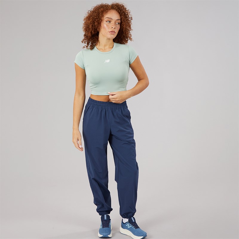 New Balance Womens Athletics Stretch Woven Track Pants Navy