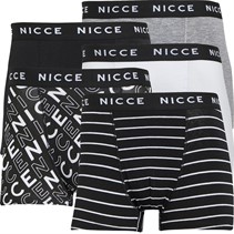 NICCE Mens Talox Five Pack Boxers Black/Grey Marl/Stripes/White/Black