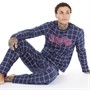 NICCE Mens Erith AOP Long Sleeve Top And Lounge Pants Set Navy AOP