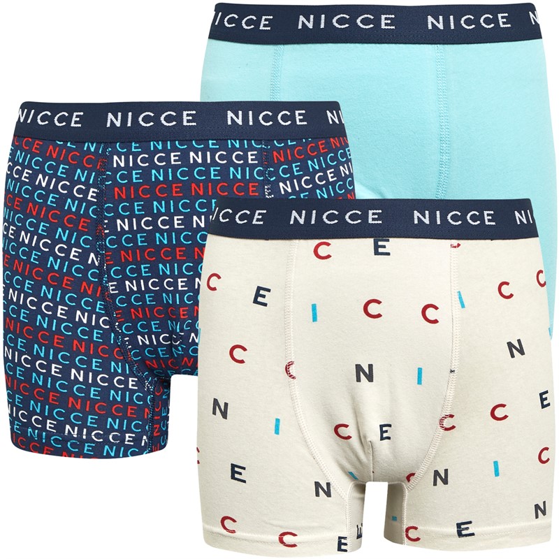 NICCE Boys James Three Pack Boxers AOP/Light Blue/Oatmeal AOP