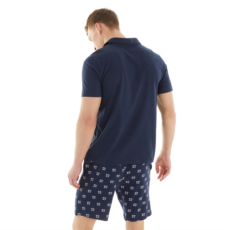 NICCE Mens Roman AOP Printed Lounge Set Navy