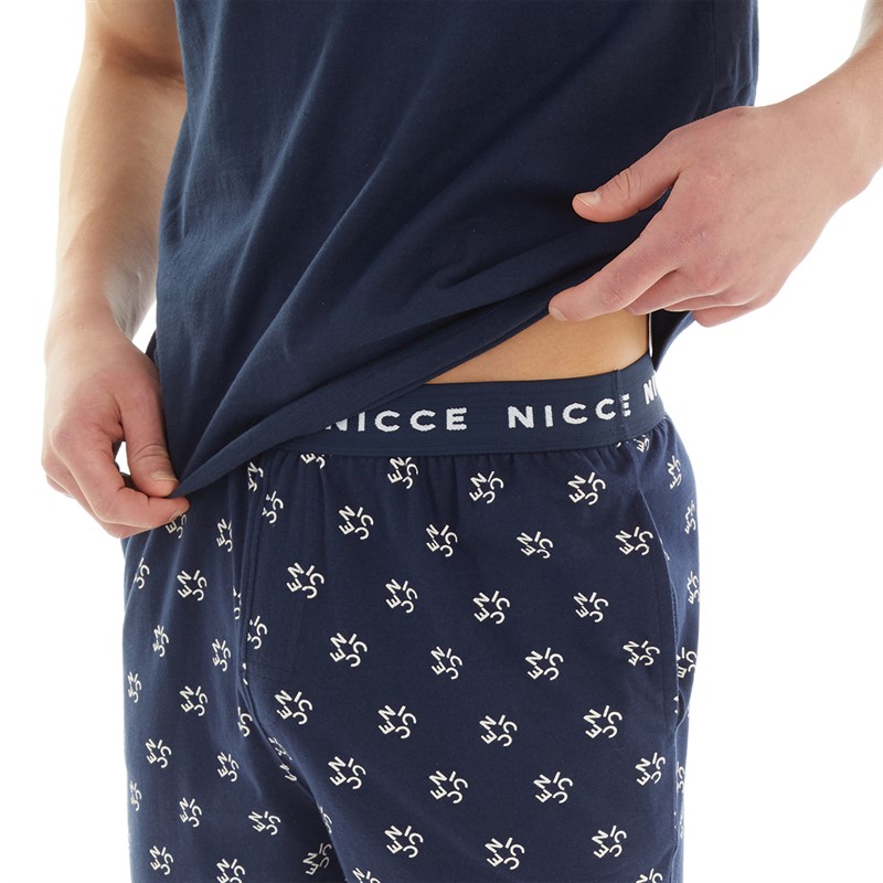 NICCE Mens Roman AOP Printed Lounge Set Navy