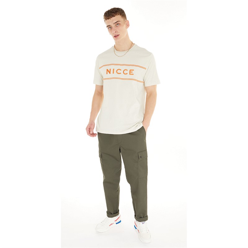 NICCE Mens Ferndale T-Shirt Quartz White/Ginger