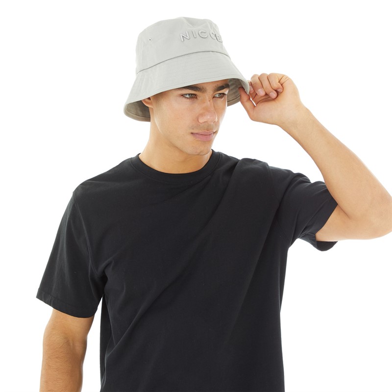 NICCE Mens Louie Bucket Hat Circular Grey