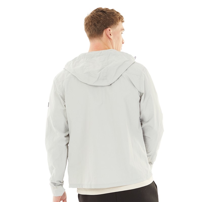 NICCE Mens Collarn Lightweight Zip Through Hooded Utility Shacket Chalk Grey