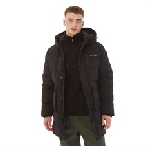 NICCE Mens Vespucci Long Zip Through Hooded Padded Parka Black