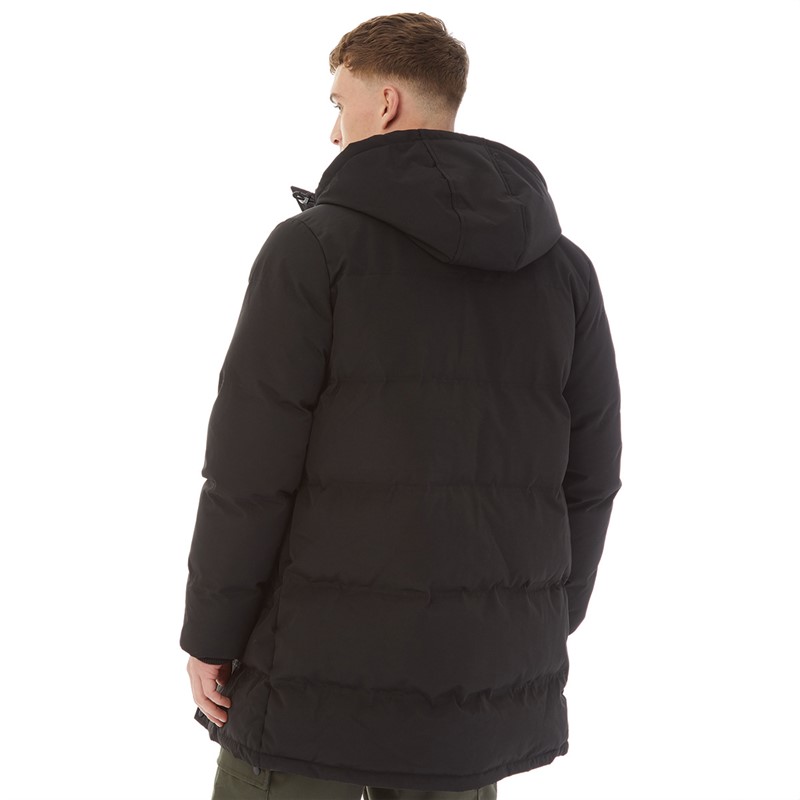 NICCE Mens Vespucci Long Zip Through Hooded Padded Parka Black