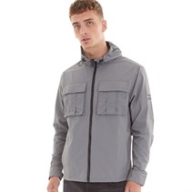 NICCE Mens Collarn Lightweight Zip Through Hooded Utility Shacket Steel Grey